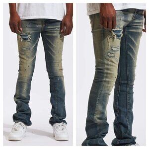 NWT Crysp Denim Arch Straight Jeans Distressed Dark Wash Men's Size 38